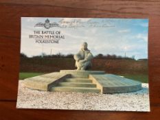 Battle of Britain Memorial Postcard signed George Pushman 23 sqn 1940 WW2 BoB Postcard Capel Le