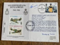 George Grumpy Unwin DSO DFM 19 sqn signed 40th ann BOB cover. WW2 RAF Battle of Britain fighter