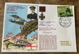 Great War veteran signed Navy cover. RAF 61st anniv of Sqn Commander Bell Davies VC at Gallipoli Nov