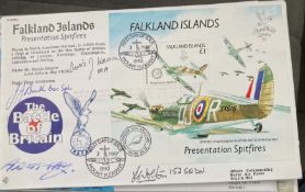 WW2 Battle of Britain pilots Abbots-Hay, JJ Booth, Avis Hearn and Ralph Wolton signed Falkland