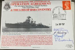 Royal Navy A. Stenning, J. Keating, J. Gough and R. Battersby signed 45th ann of Operation Agreement