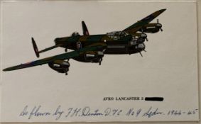 WW2 Postcard signed by F H Denton DFC No 9 Sqn Avro Lancaster 3 Postcard. Good condition. We combine