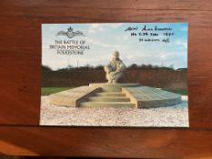Battle of Britain Memorial Postcard signed Sgt E W Seabourne 238 sqn 1940 Hurricane WW2 BoB Postcard