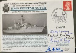 Royal Navy Cdr RJ Clapp, Admiral Sir Michael Livesay, Lady Sall Livesay and Lt Col HR Nickell-Lean