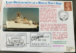Royal Navy Cdr D.J Lye and Lt Cdr R.D. Labone signed HMS Hecla Last Deployment as a Royal Navy