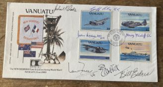VC/GC signed FDC New Hebrides Vanuatu Participation WW11 Signed Pilots and Artist 2 5 92 Port Vila