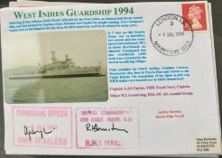 Royal Navy Capt A.J.S. Taylor and Maj R.I. Armstrong signed West Indies Guardship 1994 HMS