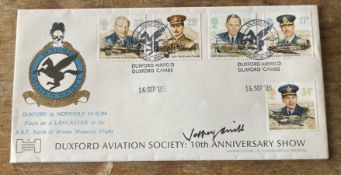 WW2 Spitfire Test Pilot BOB Jeffrey Quill signed rare official 1986 RAF FDC. RAF Duxford Aviation