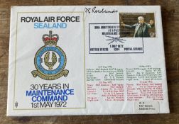 George Cross winner signed RAF Sealand 30 years in Maintenance Command 1 May 1972 signed J
