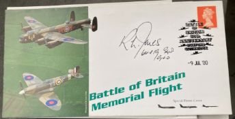 WW2 Battle of Britain R L Jones 64 + 19 sqn signed 60th ann Battle of Britain Memorial Flight 09 Jul