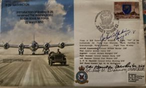 RAF Cdr Hampton McWhirter USN, GC Dale D Brannon USAF and John Galvini Navy VF-8 signed RAF B39
