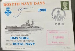 Royal Navy Executive Officer David AJ Blackburn 11 Jun 1988 HMS York signed Welcome Aboard HMS