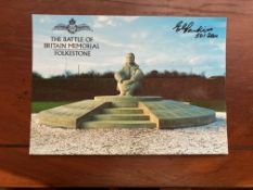 Battle of Britain Memorial Postcard signed E G Parkinson 501 sqn 1940 WW2 BoB Postcard Capel Le