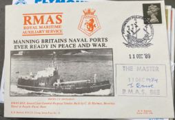 Royal Navy Master J Dacre 11 Dec 1989 signed RMAS Bee Manning Britains Naval Ports Ever Ready in