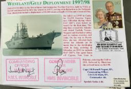 Royal Navy Capt JM Burnell-Nugent and Cdr DM Swain signed HMS Invincible Westlant/Gulf Deployment