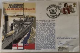 WW1 Royal Navy Capt H C Geen signed RNSC(3)3 65th ann of the Sinking of U27 by the Q-Ship Baralong