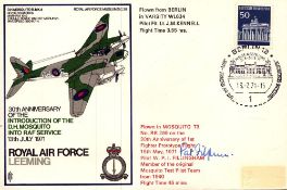 WW2 Test Pilot Pat Fillingham signed Cover 30th Ann of the introducing of the D.H. Mosquito into RAF