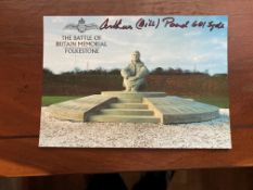 Battle of Britain Memorial Postcard signed Arthur Bill Pond 601 sqn 1940 WW2 BoB Postcard Capel Le