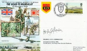 WW2 Col H R R Conder OBE signed The Road to Mandalay js50/44/4 RAF cover. 50th ann WW2 series of