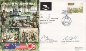 50th Anniv of Battle of Kumusi River Signed Parker, Brewer, White Australian Adviser. 19 Feb 1992