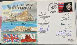 Royal Navy Cmdre DSH White, Cmdre RJ Clapp, Wg Cdr C Blount, Col TJ Camp, Cmdr AS Johnson and Lt