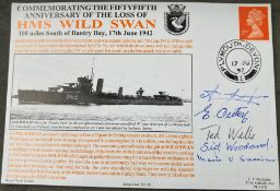 Royal Navy A Leverton, E Outen, E Wells, S Woodard and Marie O'Sullivan signed 55th ann of the