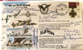 WW2 50th ann Battle of Britain JS/50/40/6 FDC signed by 13. Autographed by Alan W Gear 32 sqn,