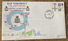 RAF Northolt 75th anniv and Battle of Britain 50th anniv cover signed BOB pilot Flt Lt L Martel
