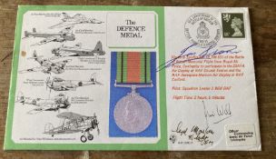 RAF (DM) 18 The Defense Medal cover 48th anniv of the Battle of Britain signed sqn Ldr Jon Wild,