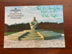 Battle of Britain Memorial Postcard signed Flt LT R.A. Haylock 236 sqn 1940 WW2 BoB Postcard Capel