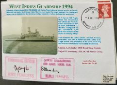 Royal Navy Capt AJS Taylor and Maj RI Armstrong signed West Indies Guardship 1994 HMS Fearless