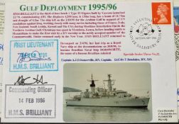 Royal Navy Capt AJD Somerville and Lt Cdr T Baudains signed HMS Brilliant Gulf Deployment 1995/96