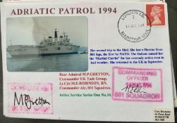 Royal Navy R/Ad M.P. Gretton and Lt Cdr M.E. Robinson 801 sqn signed 'Martini Carrier' Adriatic