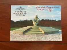 Battle of Britain Memorial Postcard signed Robert Bob A Innes 253 sqn 1940 WW2 BoB Postcard Capel Le