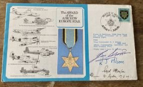 RAF (DM) 11 The Award of the Aircrew Europe Star cover signed Sidney P Moston, RJ Milson, BOB