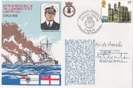 Great War Navy veterans rare double signed Surrender of the German Fleet cover. 2RN16c 60th Anniv