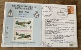 4 BOB vets signed cover. RAF 40th anniv of Battle of Britain 1940-1980 RAF Coltishall 20 sept 80