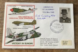 RAF Flown 30th Anniv Liberation from Oppression of Alderney and Victory in Europe cover signed Flt