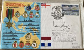 Royal Navy RNSC(6)16 50th anniv of Victory in the Far East 2 Sept 1945 cover signed Lt Cmdr Ian E