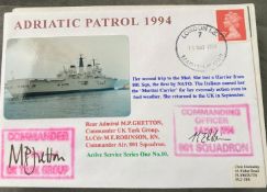 Royal Navy R/Ad M.P. Gretton and Lt Cdr M.E. Robinson 801 sqn signed 'Martini Carrier' Adriatic