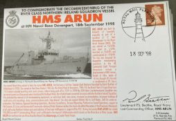 Royal Navy Lt P.S. Beattie signed HMS Arun decommissioning of the River Class Northern Ireland Sqn