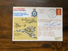 Pathfinders CO AVM D C T Bennett DSO signed 60th ann of the Formation of RAF 35 Sqn 1 Feb 1976 RAF