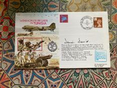 JS(AC)71 50th ann of 1st Parachute Brigade in Tunisia 31.01.93 cover signed Gp Capt Dennis David DFC