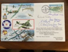 WW2 Rare Battle of Britain pilot Harry Clarke 610 sqn signed 50th ann RAF cover. Also signed by