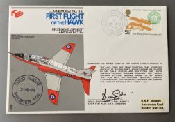 Test Pilot Duncan Simpson signed 1st flight of the Hawk flown RAF cover RARE. Good condition. We