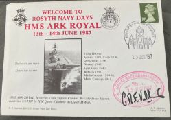 Royal Navy G.R.F. Vallens Naval Base Commander signed Welcome HMS Ark Royal to Rosyth Navy Days 13-