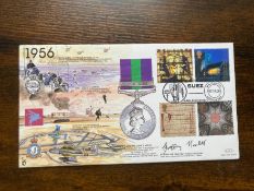 Gen Sir Geoffrey Howlett signed 1956 General Service Medal 44th ann of Suez JS(MIL)23 RAF FDC.