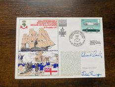 Royal Navy Dday Edward Gueritz and Julian Thompson Falklands signed 125th Ann of HMS Shannon's Naval