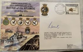 Royal Navy Capt R Hart DSO DSC signed RNSC(6)7 comm the 50th ann of the Battle of the Atlantic 24-31