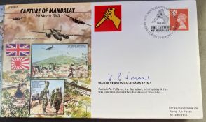 WW2 Major Vernon Page Sams JP MA signed JS/50/45/5 Capture of Mandalay 20 March 1945 WW2 FDC. PM